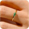 RLMOON Gold Birthstone Rings for Women Non Tarnish Gold Stackable Ring Dainty 14K Gold Plated Baguette CZ Emerald Green Gemstone Ring Personalized Jewelry Gift for Birthday Size...