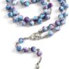 Rosary Beads Catholic for Woman, Handmade Imitation Blue Purple Pearl Rosary Necklace, First Communion Gifts for Girls Catholic, Wall Crosses Christian Gifts Catholic Gifts