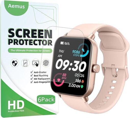 Screen Protector For IDW13 / IDW15 / IDW19 Smart Watch 1.8" (6 PACK) Full Coverage Clear TPU Film Compatible for Woneligo/Fitpolo/MILOUZ SmartWatch