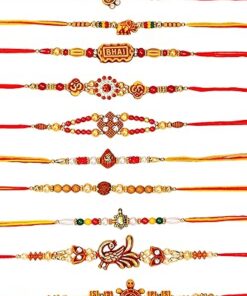 Set of 12 Rakhi for Brother Bhaiya Designer Multicolor Beads Rakhi AD Rakhi for Sister, Raksha Bandhan Rakhi for Brother Bhabhi Om Rudraksha Ganesha Rakhi for Brother