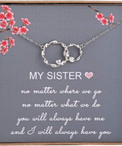 Sister Gifts from Sister, Sterling Silver Interlocking Infinity 2 Circles Necklace for Sisters, Big Sister Little Sister Gift, Birthday Jewelry Friendship Gifts