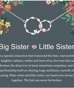 Sister Gifts, Sterling Silver Interlocking 2 Circles Necklace Gifts for Sisters, Big Sister Little Sister Gift, Sister Birthday Gifts from Sister