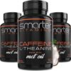 SmarterVitamins (3-Pack) 200mg Caffeine Pills with 100mg L-Theanine for Energy, Focus and Clarity + Coconut MCT Oil, Pre Workout, Nootropic Brain Booster, Extended Release Capsule