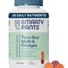 SmartyPants Teen Guy Multivitamin Gummies: Omega 3 Fish Oil (EPA/DHA), Vitamin D3, C, Vitamin B12, B6, Vitamin A, K & Zinc, Gluten Free, Three Fruit Flavors, 120 Count (30 Day...