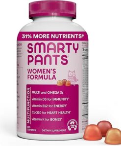 SmartyPants Women's Multivitamin Gummies: Omega 3 Fish Oil (EPA/DHA), Methylfolate, CoQ10, Vitamin D3, C, Vitamin B12, B6, Vitamin A, K & Zinc, Gluten Free, 180 Count (30 Day...