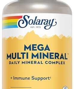 Solaray Mega Multi Mineral, Daily Mineral Complex with Calcium, Iron, Magnesium, Zinc, and More in Highly Absorbable Chelated Forms, Overall Health and Immune Support, 50...