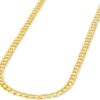 Solid 14K Yellow Gold 2.5mm Concave Cuban Link Curb Chain Necklace