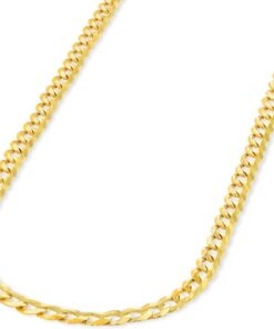 Solid 14K Yellow Gold 2.5mm Concave Cuban Link Curb Chain Necklace