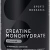 Sports Research Creatine Monohydrate - Gain Lean Muscle, Enhance Workout Recovery, Improve Muscle Performance and Supports Muscle Mass - 5 g Micronized Creatine - 1.1LBS