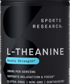 Sports Research Double Strength L-Theanine Supplement - Suntheanine Softgels for Focus, Relaxation & Alertness - Non-Drowsy Support Made with Coconut Oil, Non-GMO & Gluten Free...