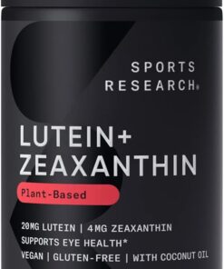 Sports Research® Lutein and Zeaxanthin Capsules - Eye Health Support Supplement Made with Lute-Gen® and Organic Coconut Oil - Vegan Friendly & Non-GMO Verified - 120 Veggie...