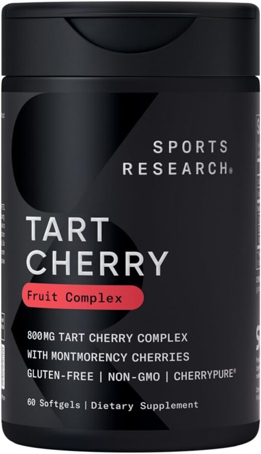 Sports Research Tart Cherry Concentrate - Made from Montmorency Tart Cherries - Non-GMO & Gluten Free (60 Liquid Softgels)