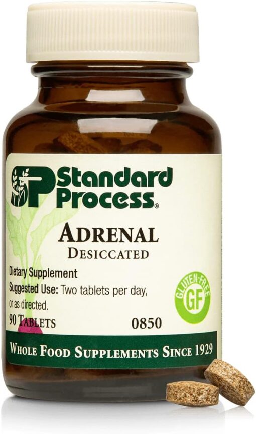 Standard Process- Adrenal Desiccated / Adrenal Support for Energy Production, Immune System Function and Adrenal Health, Gluten Free, 90 Tablets