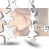 Sterling Silver Star Stud Earrings For Girls Women - Hypoallergenic Stars Post Earrings for Girls Teens Women