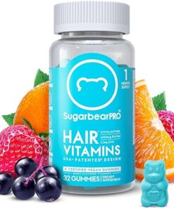 SugarbearPRO Hair Vitamin Extra Strength 6000mcg Biotin, Longer-Looking Hair Gummy for Women & Men,B12, MSM, Inositol, Omega 3, Elderberry, Growth, USA Patent Design, Kosher...