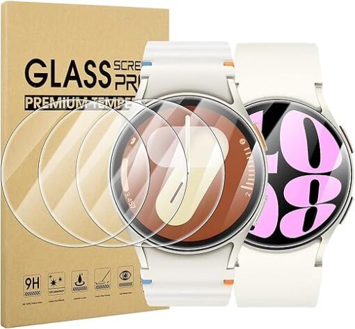 Suoman 4-Pack for Samsung Galaxy Watch 7 40mm /Galaxy Watch 6 40mm / Galaxy Watch 5 40mm / Galaxy Watch 4 40mm Screen Protector,[Perfectly Fit]Tempered Glass Protector for...