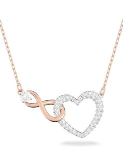 Swarovski Infinity Heart Jewelry Collection, Necklaces and Bracelets, Rose Gold & Rhodium Tone Finish, Clear Crystals