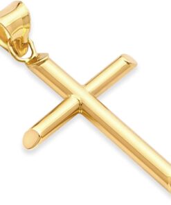 The World Jewelry Center 14k REAL Yellow Gold Religious Classic Cross Charm Pendant - 5 Different Size Available