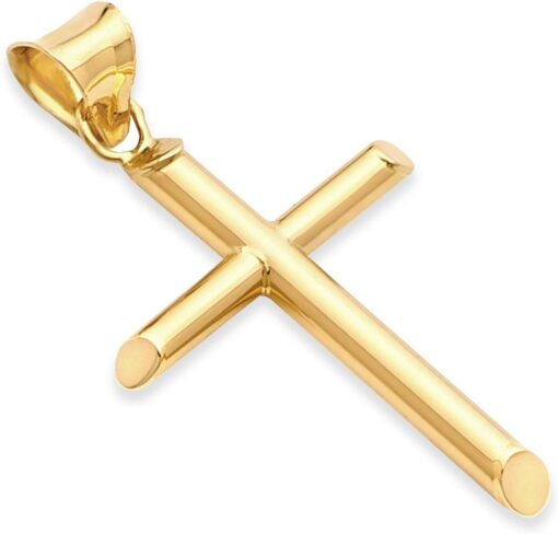 The World Jewelry Center 14k REAL Yellow Gold Religious Classic Cross Charm Pendant - 5 Different Size Available