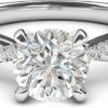 THELANDA Solid 14k White Gold 4-Prong Petite Twisted Vine Simulated 1.0 CT Diamond Engagement Ring Promise Bridal Ring