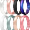 ThunderFit Women Breathable Eternity Pattern Silicone Wedding Rings Anniversary Bands 4mm Wide 1.5mm Thick - 1/2/3/4/5/7/8/9/10/12 Variety Multipack