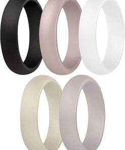 ThunderFit Women’s Silicone Wedding Rings, Rubber Engagement Bands 5.5mm Wide 2mm Thick - 1/2/3/4/5/6/7 Variety Multipack