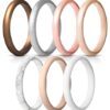 ThunderFit Women's Thin and Stackable Silicone Wedding Bands, Promise Rings 2.5mm Wide 2mm Thick - 1/4/5/6/7/8/9/10 Variety Multipack