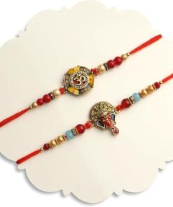 TIED RIBBONS Rakhi for Brother Set of 2 Rakhi Set | Greeting Card | Roli Tikka - Raksha bandhan Rakhi Bracelet for Brother Rakhi 2 Set | Rakhi for Bhaiya | Rakhi Thread