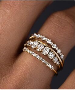 TOBENY Stackable Gold Rings for Women Non Tarnish Dainty 14K Gold Plated Stacking Cubic Zirconia Thumb Ring Set Trendy Statement Promise Wedding Bands Engagement Rings for Women...