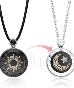 TOTWOO Sun & Moon Touch Pendant with Agate (Black Sun+Rose Gold Moon)