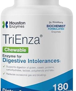 – TriEnza – 180 Chewable Tabs (45 Doses) –Broad-Spectrum Enzymes for Digestive Intolerances –Supports Digestion of Gluten, Casein, Soy, Proteins, Carbohydrates, Sugars, Fats &...