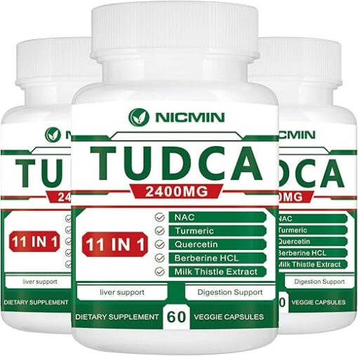 TUDCA Supplements 2400MG, Bile Salts Complex for Liver Detox & Gallbladder Cleanse, Anti-Aging for Men and Women, Digestive Health 180 Capsules