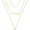 Turandoss Dainty Layered Choker Necklace, Handmade 14K Gold Plated Y Pendant Necklace Multilayer Bar Disc Necklace Adjustable Layering Choker Necklaces for Women