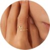 Turandoss Gold Rings for Women Girls - Non Tarnish Dainty 14K Gold Plated Adjustable Letter Rings for Women Teen Girls, Stackable Cute Thumb Pinky Fashion Unique Open Simple...