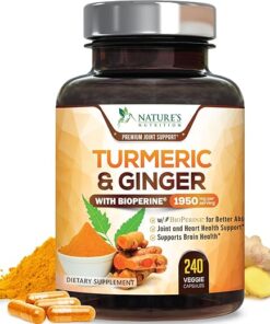 Turmeric Curcumin with BioPerine & Ginger 95% Curcuminoids 1950mg - Black Pepper Extract for Max Absorption, Nature's Joint Support Supplement, Herbal Turmeric Pills, Vegan...