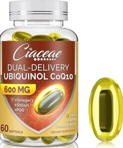 Ubiquinol CoQ10 600 MG Softgels with Omega-3 & Shilajit & PQQ, Advanced Dual-Delivery Coenzyme-Q10, Active CoQ10 Ubiquinol Supplement for Antioxidant, Heart, Brain & Cellular...