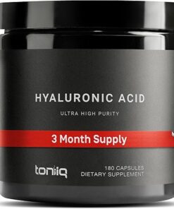 Ultra High Purity Hyaluronic Acid Capsules - 95%+ Highly Purified and Highly Bioavailable - 275mg Formula - Non-GMO Fermentation - High Strength with Vitamin C - 180 Capsules