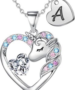 Unicorn Gifts for Girls Kids Fashion - CZ Heart Unicorn Necklace for Girls Teens Initial Unicorn Necklace Unicorn Jewelry Unicorn Gifts for Girls Kids Jewelry Birthday Gifts for...