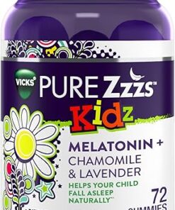 VICKS PURE Zzzs Kidz, Melatonin Sleep Aid Gummies for Kids and Children, Helps Your Child Fall Asleep Naturally, Low Dose Melatonin, 72 Gummies