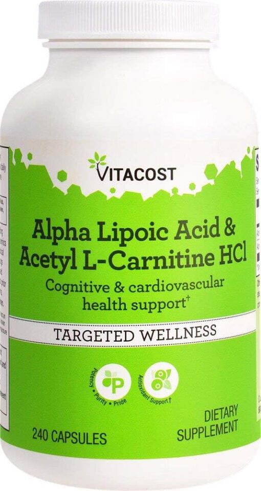 Vitacost Alpha Lipoic Acid & Acetyl L-Carnitine HCl -- 1,600 mg per serving - 240 Capsules by Vitacost Brand