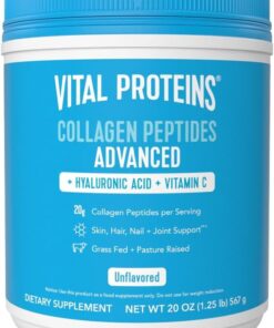 Vital Proteins Collagen Peptides Powder with Hyaluronic Acid and Vitamin C, Unflavored, 20 oz