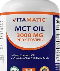 Vitamatic MCT Oil 3000 mg per Serving - 180 Softgels - from Coconut Oil - Contains 55% caprylic Acid C8 and 40% capric Acid C10