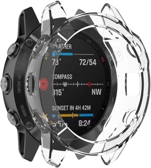 Watch Protector for Garmin Fenix 6 TPU Half Coverage Smart Watch Protevtice Case (Black) (Color : White)