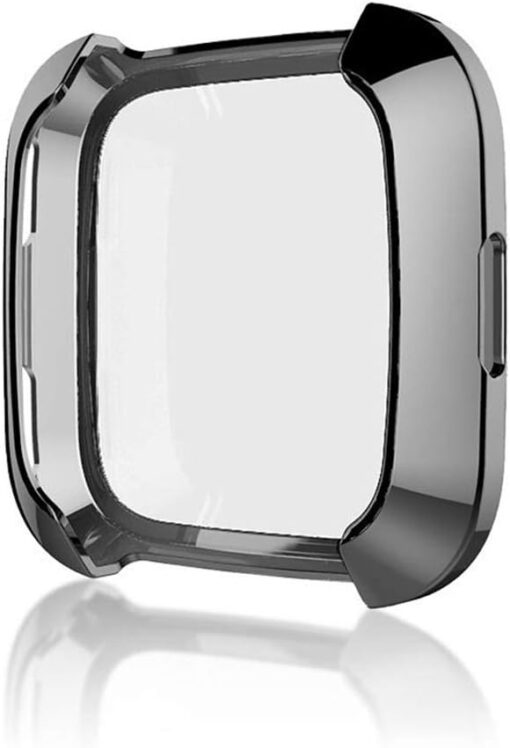 Watch Protector Smart Watch Soft TPU Protective Case for Fitbit Versa (Black) (Color : Black)