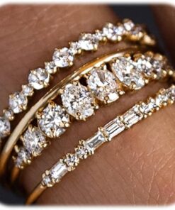 WFYOU Gold Rings for Women that Don't Tarnish Cubic Zirconia Ring Stackable Rings for Women Teen Girls Dainty 14K Gold Plated Rings Set Wedding Bands for Women Gold Jewelry Ring...