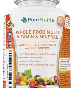 Whole Food MultiVitamin and Minerals with Probiotic Enzymes - 120 Multivitamins for Women and Men - Packed with WholeFood and Herbal Ingredients - Powerful Antioxidants for...