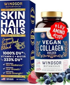 WINDSOR BOTANICALS Vegan Collagen Builder - Plant Based Vegan Collagen Supplements for Women - 30ct