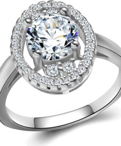 women Engagement Wedding Ring，S925 Sterling Silver 1 Carat High-Carbon Diamond Engagement Rings for Women ， Wedding Ring, or Women's Ring Set , 14K white gold plated Ring Unique...