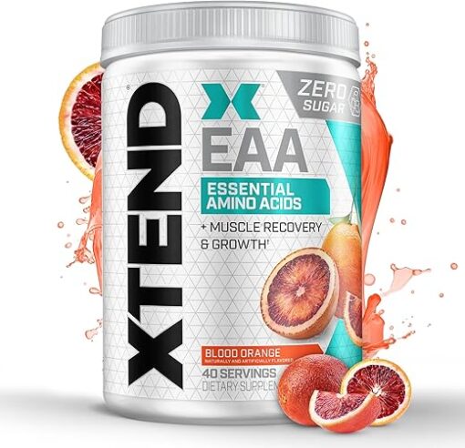 XTEND EAA + BCAA Powder | Muscle Recovery & Lean Muscle Growth | 9 Essential Amino Acids for Intra Workout or Post Workout Recovery | 10g EAAs Per 2 Servings | Blood Orange 40...