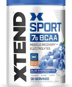 XTEND Sport BCAA Powder Blue Raspberry Ice - Electrolyte Powder for Recovery & Hydration with Amino Acids - 30 Servings